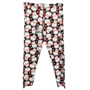 Santa Print Holiday Leggings XXL (19) Ankle Length Elastic Waist Cotton & Spande